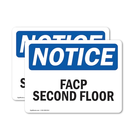 Signmission FACP Second Floor, 18 in W x Rectangle, Vinyl Decal OS-2PACK-NS-D-1218-L-12415